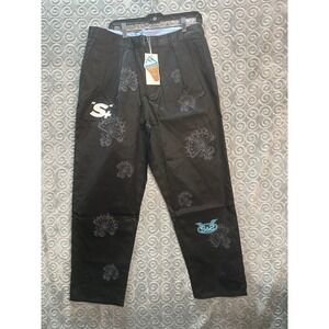 Snow Day Graphic Print Black Polyester Pants Men's XL 185 100A